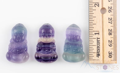 Rainbow FLUORITE Crystal Pendant - Buddha - Crystal Carving, Handmade Jewelry, Healing Crystals and Stones, E1542-Throwin Stones