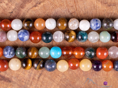 Rainbow GEMSTONES Crystal Necklace, Mala - Handmade Jewelry, Beaded Necklace, Healing Crystals and Stones, E2038-Throwin Stones