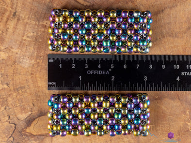 Rainbow HEMATITE Crystal Bracelet - Cuff Bracelet, Woven - Beaded Bracelet, Handmade Jewelry, Healing Crystal Bracelet, E2127-Throwin Stones