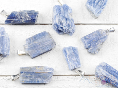 Raw BLUE KYANITE Crystal Pendant - Raw Crystal Necklace, Handmade Jewelry, Healing Crystals and Stones, E0912-Throwin Stones