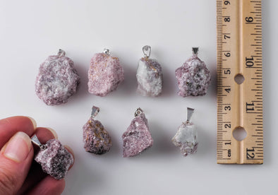 Raw LEPIDOLITE Crystal Pendant - Raw Crystal Necklace, Handmade Jewelry, Healing Crystals and Stones, E1454-Throwin Stones
