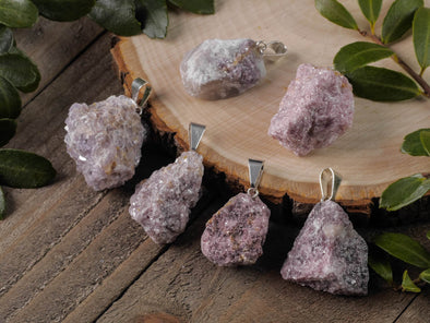 Raw LEPIDOLITE Crystal Pendant - Raw Crystal Necklace, Handmade Jewelry, Healing Crystals and Stones, E1454-Throwin Stones