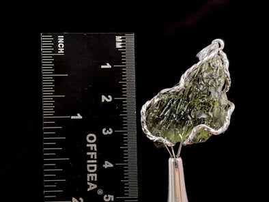 Raw MOLDAVITE Pendant - Sterling Silver - Real Moldavite Pendant, Moldavite Jewelry with Certification, 47367-Throwin Stones