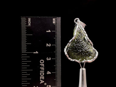 Raw MOLDAVITE Pendant - Sterling Silver - Real Moldavite Pendant, Moldavite Jewelry with Certification, 47387-Throwin Stones