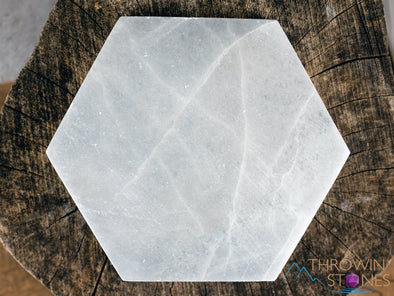 SELENITE Charging Plate - White Hexagon Honeycomb - Selenite Plate, Crystal Charging Plate, Crystal Tray, E1129-Throwin Stones
