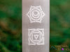 SELENITE Crystal Wand - Chakra Symbols - Selenite Sticks, Crystal Wand, Selenite Charging Station, E1906-Throwin Stones