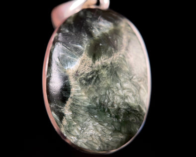 SERAPHINITE Crystal Pendant - Authentic Seraphinite Oval Crystal Cabochon Set in a Sterling Silver Open Back Bezel, 52805-Throwin Stones