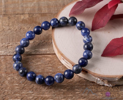 SODALITE Crystal Bracelet - Round Beads - Beaded Bracelet, Handmade Jewelry, Healing Crystal Bracelet, E0584-Throwin Stones