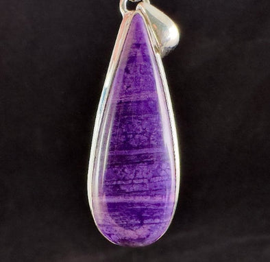 SUGILITE Crystal Pendant - AA, Sterling Silver, Teardrop Cabochon - Handmade Jewelry, Gift for Her, 54236-Throwin Stones