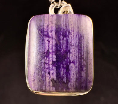 SUGILITE Crystal Pendant - Genuine Sugilite Square Shaped Cabochon with a Polished Finish set in a Sterling Silver Open Back Bezel, 52958-Throwin Stones