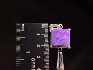 SUGILITE Crystal Pendant - Sterling Silver, Square - Handmade Jewelry, Healing Crystals and Stones, 45945-Throwin Stones