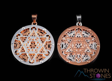 Seed of Life Pendant - Two Tone Copper Silver Pendant - Merkaba, Flower of Life, Sacred Geometry, Jewelry, E1504-Throwin Stones