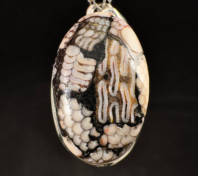 Snake Skin Jasper Pendant - Genuine Polished Oval Crystal Cabochon Set in a Sterling Silver Open Back Bezel, 53456-Throwin Stones