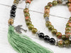 UNAKITE & BLACK ONYX Crystal Necklace, Mala - Beaded Necklace, Handmade Jewelry, Healing Crystals and Stones, E0980-Throwin Stones