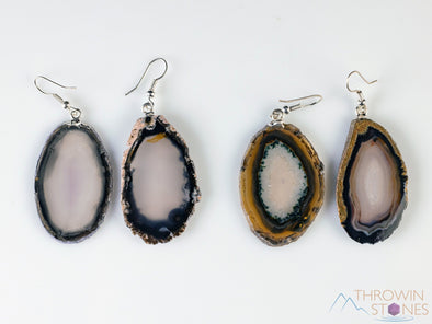 AGATE SLICE Crystal Earrings - Dangle Earrings, Handmade Jewelry, Crystal Drop Earrings, E2157-Throwin Stones