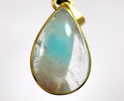 AJOITE Pendant - Teardrop - Rare 18k Gold AJOITE included Quartz Crystal Pendant from Messina, South Africa, 53937-Throwin Stones