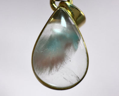 AJOITE Pendant - Teardrop - Rare 18k Gold AJOITE included Quartz Crystal Pendant from Messina, South Africa, 53939-Throwin Stones