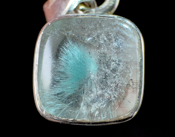 AJOITE in Quartz Crystal Pendant - Sterling Silver, Square Cabochon - Fine Jewelry, Healing Crystals and Stones, 54532-Throwin Stones