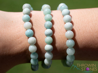 AMAZONITE Crystal Bracelet - Round Beads - Beaded Bracelet, Handmade Jewelry, Healing Crystal Bracelet, E0603-Throwin Stones