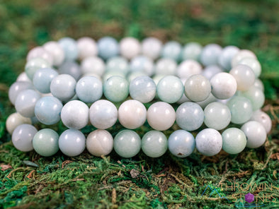 AMAZONITE Crystal Bracelet - Round Beads - Beaded Bracelet, Handmade Jewelry, Healing Crystal Bracelet, E0603-Throwin Stones