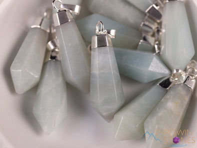 AMAZONITE Crystal Pendant - Light Turquoise - Crystal Points, Handmade Jewelry, Healing Crystals and Stones, E2110-Throwin Stones