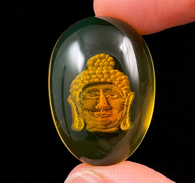 AMBER Crystal Buddha - Crystal Carving, Housewarming Gift, Home Decor, Healing Crystals and Stones, 52541-Throwin Stones