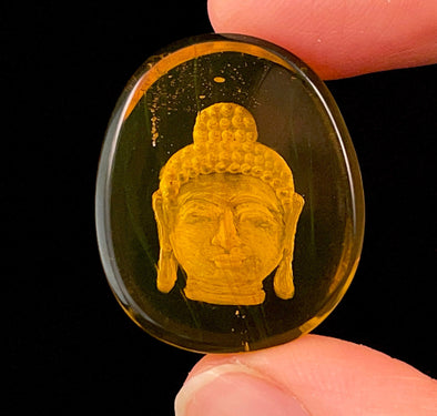 AMBER Crystal Buddha - Crystal Carving, Housewarming Gift, Home Decor, Healing Crystals and Stones, 52551-Throwin Stones