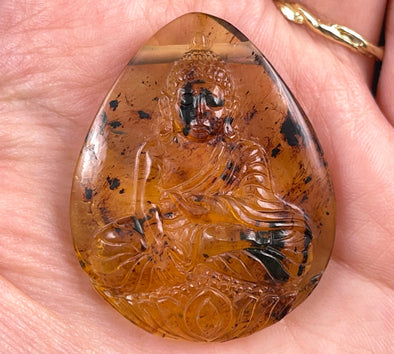 AMBER Crystal Buddha - Crystal Carving, Housewarming Gift, Home Decor, Healing Crystals and Stones, 52666-Throwin Stones