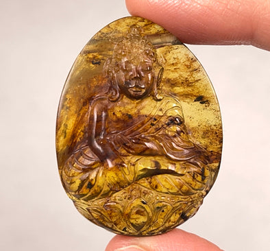 AMBER Crystal Buddha - Crystal Carving, Housewarming Gift, Home Decor, Healing Crystals and Stones, 52669-Throwin Stones