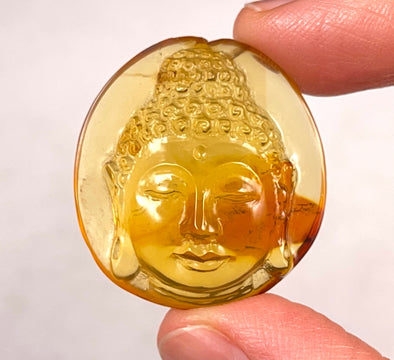 AMBER Crystal Buddha - Crystal Carving, Housewarming Gift, Home Decor, Healing Crystals and Stones, 52699-Throwin Stones