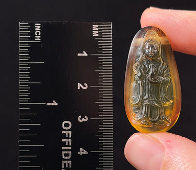 AMBER Crystal Kuan Yin - Crystal Carving, Housewarming Gift, Home Decor, Healing Crystals and Stones, 52668-Throwin Stones