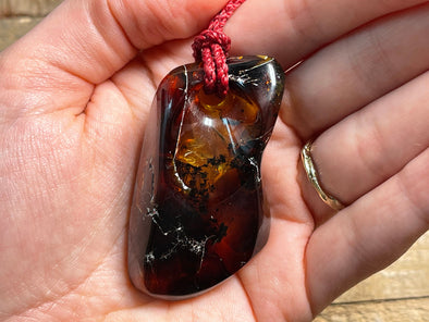 AMBER Crystal Necklace - Pendant Necklace, Handmade Jewelry, Healing Crystals and Stones, 48531-Throwin Stones
