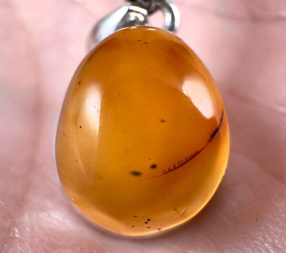 AMBER Crystal Pendant - Sterling Silver - Pendant Necklace, Fine Jewelry, Healing Crystals and Stones 53441-Throwin Stones