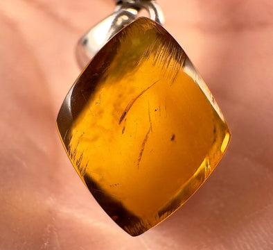 AMBER Crystal Pendant - Sterling Silver - Pendant Necklace, Fine Jewelry, Healing Crystals and Stones 53442-Throwin Stones