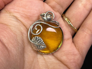 AMBER Pendant - Sterling Silver - Crystal Pendant, Fine Jewelry, Healing Crystals and Stones, L2272-Throwin Stones