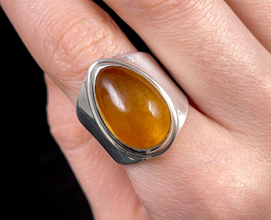AMBER Ring - Sterling Silver, Size 7 - Amber Stone, Crystal Ring, Handmade Jewelry, Healing Crystals and Stones, 52660-Throwin Stones