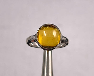 AMBER Ring - Sterling Silver, Size 8 - Amber Stone, Crystal Ring, Handmade Jewelry, Healing Crystals and Stones, 52650-Throwin Stones