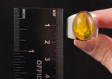 AMBER Ring - Sterling Silver, Size 8 - Amber Stone, Crystal Ring, Handmade Jewelry, Healing Crystals and Stones, 52661-Throwin Stones