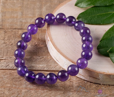 9.5mm Genuine Natural Purple Amethyst Crystal Beads Bracelet | eBay