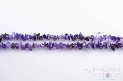 AMETHYST Crystal Necklace - Chip Beads - Long Crystal Necklace, Birthstone Necklace, Handmade Jewelry, E0811-Throwin Stones