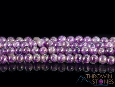 AMETHYST Crystal Necklace, Mala - Beaded Birthstone Necklace, Meditation Jewelry, Healing Crystals and Stones, E0122-Throwin Stones