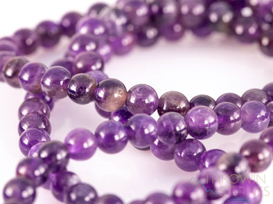 AMETHYST Crystal Necklace, Mala - Beaded Birthstone Necklace, Meditation Jewelry, Healing Crystals and Stones, E0122-Throwin Stones