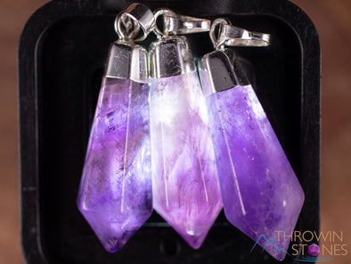 AMETHYST Crystal Pendant - Tumbled Purple Birthstone Jewelry, Gemstone Accessory, E0304-Throwin Stones