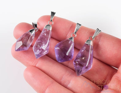 AMETHYST Crystal Pendant - Tumbled Purple Birthstone Jewelry, Gemstone Accessory, E0304-Throwin Stones