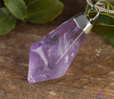 AMETHYST Crystal Pendant - Tumbled Purple Birthstone Jewelry, Gemstone Accessory, E0304-Throwin Stones