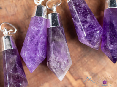 AMETHYST Crystal Pendant - Tumbled Purple Birthstone Jewelry, Gemstone Accessory, E0304-Throwin Stones