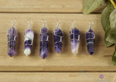 AMETHYST Crystal Pendant - Wire Wrapped Crystal Necklace, Crystal Points, Birthstone Jewelry, E0141-Throwin Stones