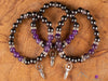 AMETHYST & HEMATITE Crystal Bracelet - Goddess Charm, Round Beads - Charm Bracelet, Beaded Bracelet, Handmade Jewelry, E1975-Throwin Stones