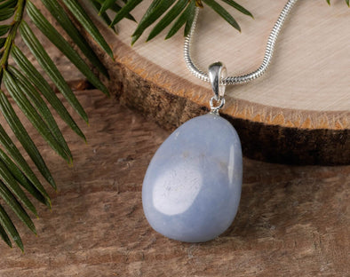 ANGELITE Crystal Pendant - Gemstone Handmade Jewelry, Tumbled Healing Crystals and Stones, Gift for Him, E1391-Throwin Stones