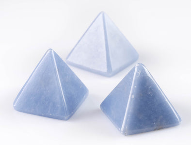 ANGELITE Crystal Pyramid - Sacred Geometry, Metaphysical, Healing Crystals and Stones, E1109-Throwin Stones